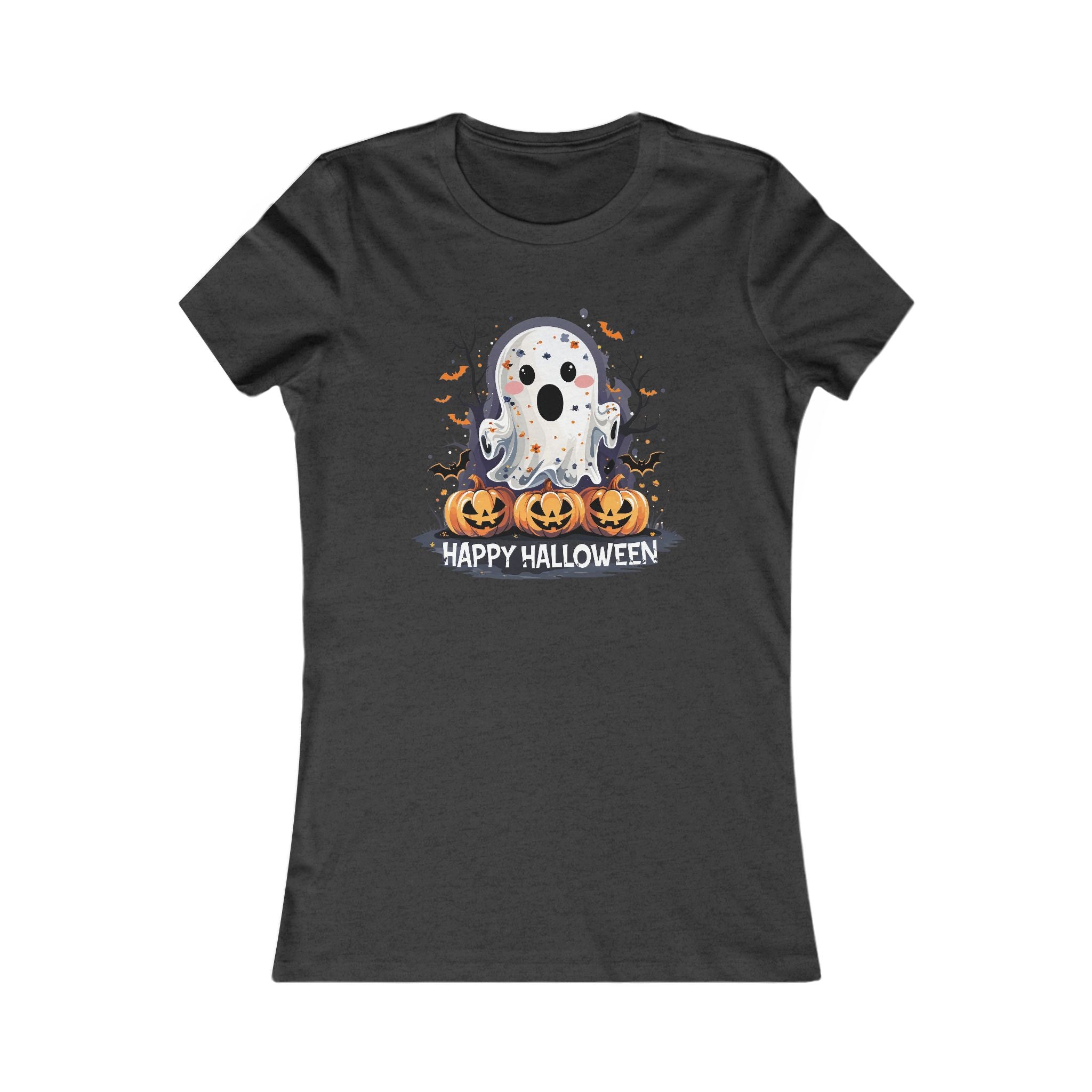 Happy Halloween T-Shirt – Süßes Geist-Motiv mit Kürbissen