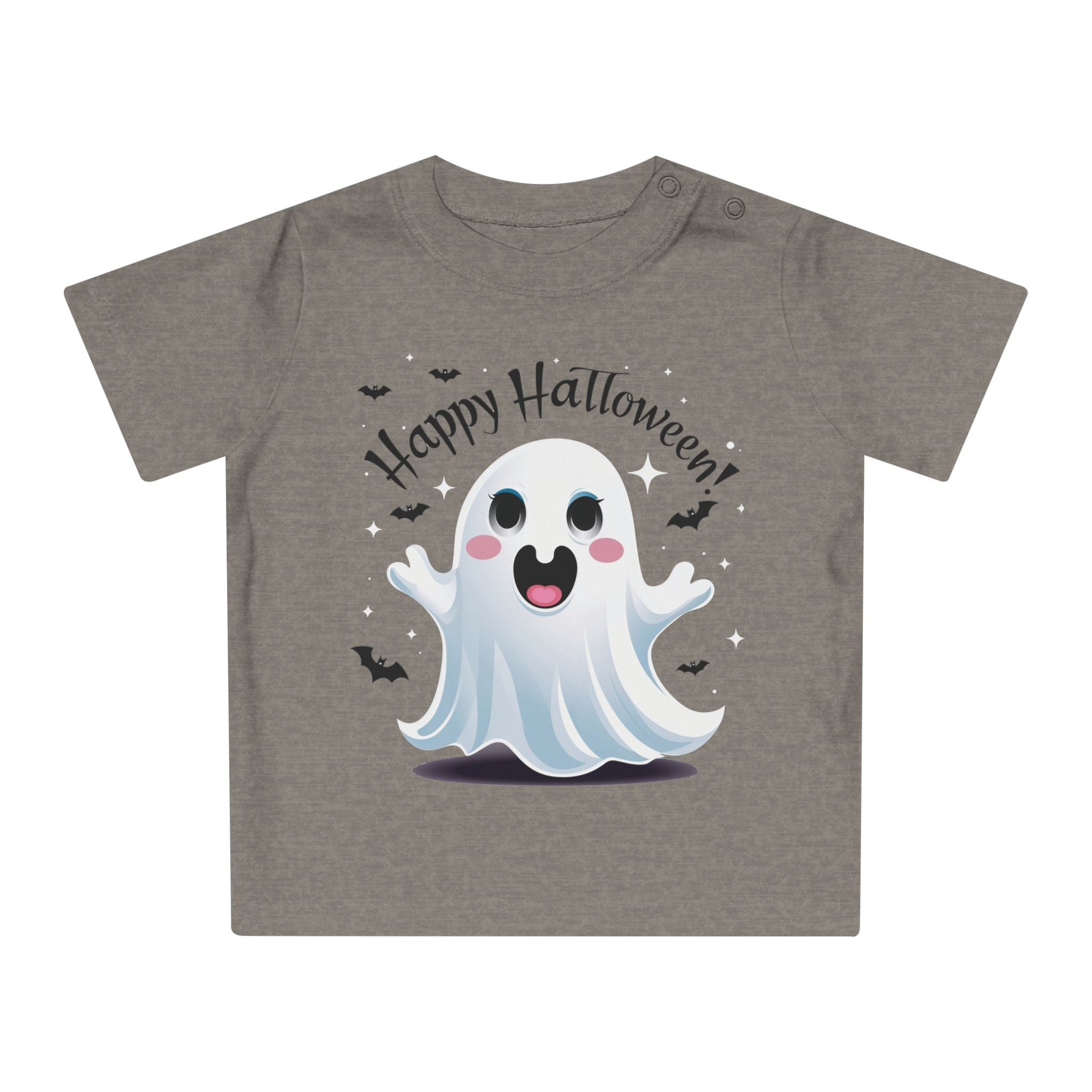 Happy Halloween Kinder T-Shirt – Süßer Geist mit Fledermäusen