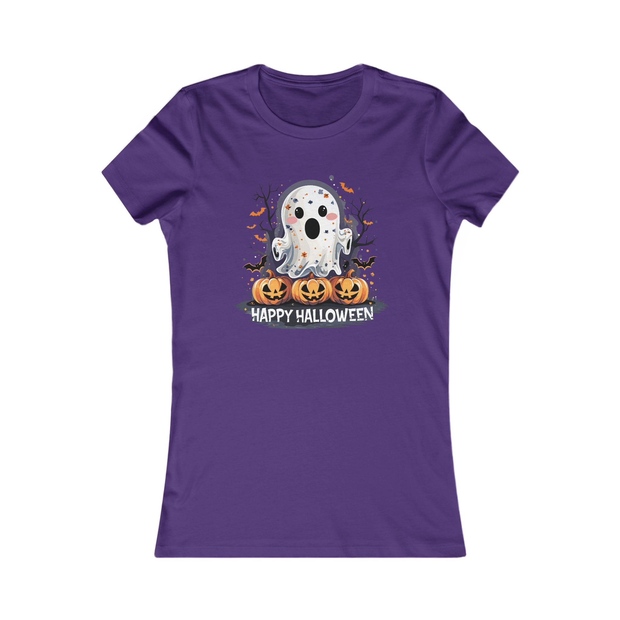 Happy Halloween T-Shirt – Süßes Geist-Motiv mit Kürbissen