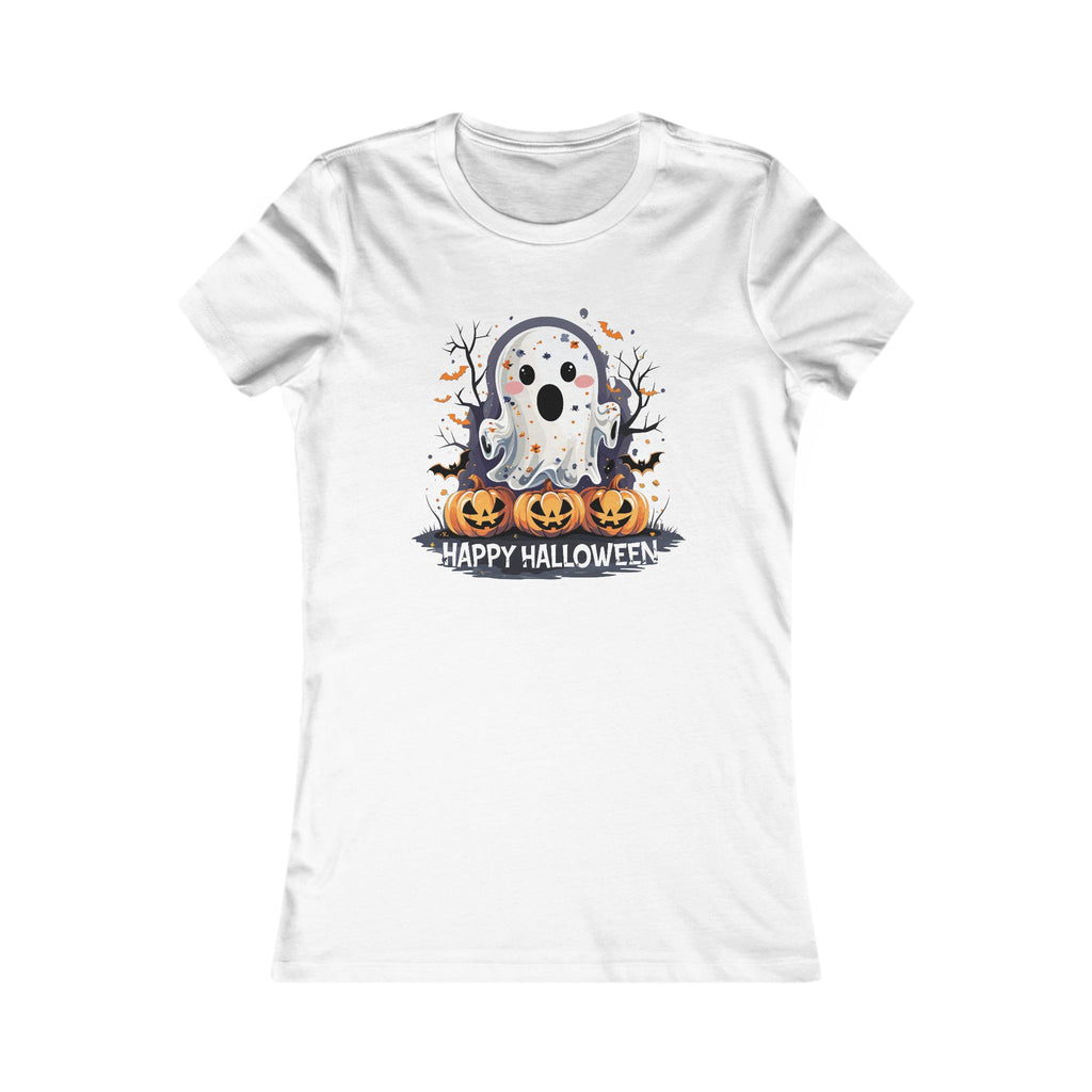 Happy Halloween T-Shirt – Süßes Geist-Motiv mit Kürbissen