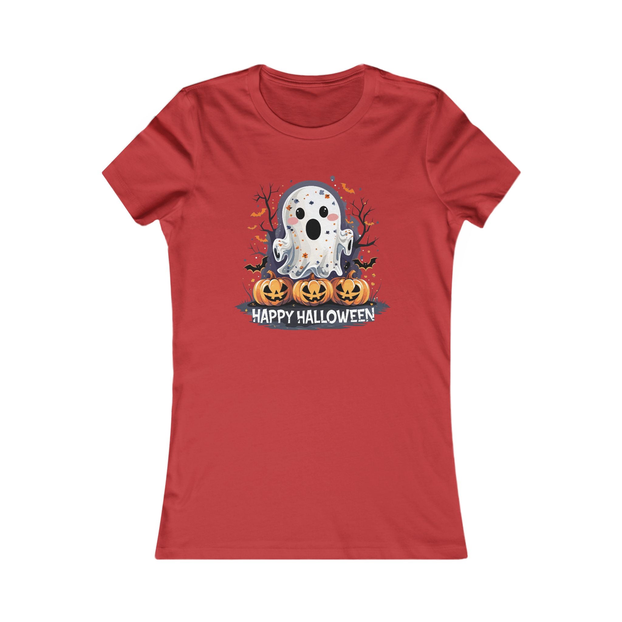 Happy Halloween T-Shirt – Süßes Geist-Motiv mit Kürbissen