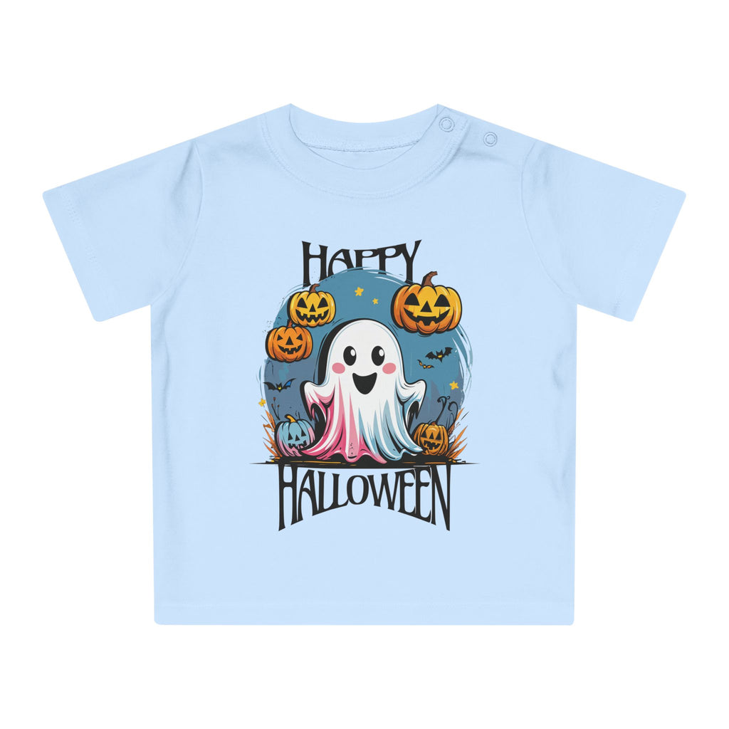Happy Halloween Kinder T-Shirt – Süßes Geist-Motiv mit Kürbissen