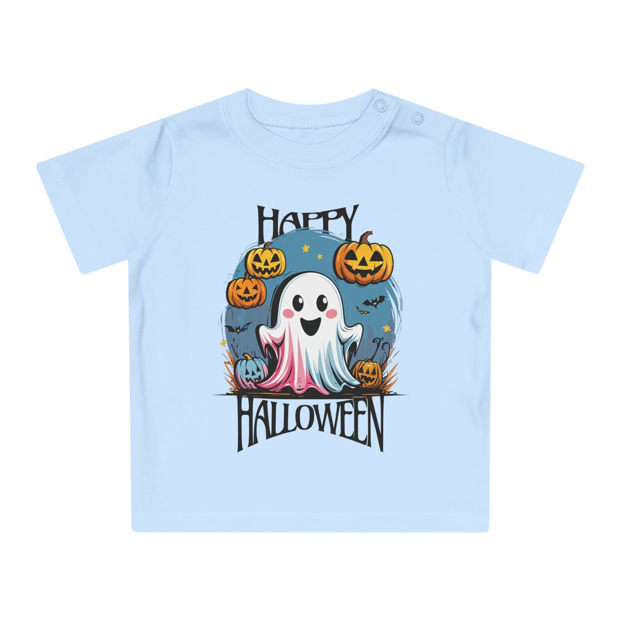 Happy Halloween Kinder T-Shirt – Süßes Geist-Motiv mit Kürbissen