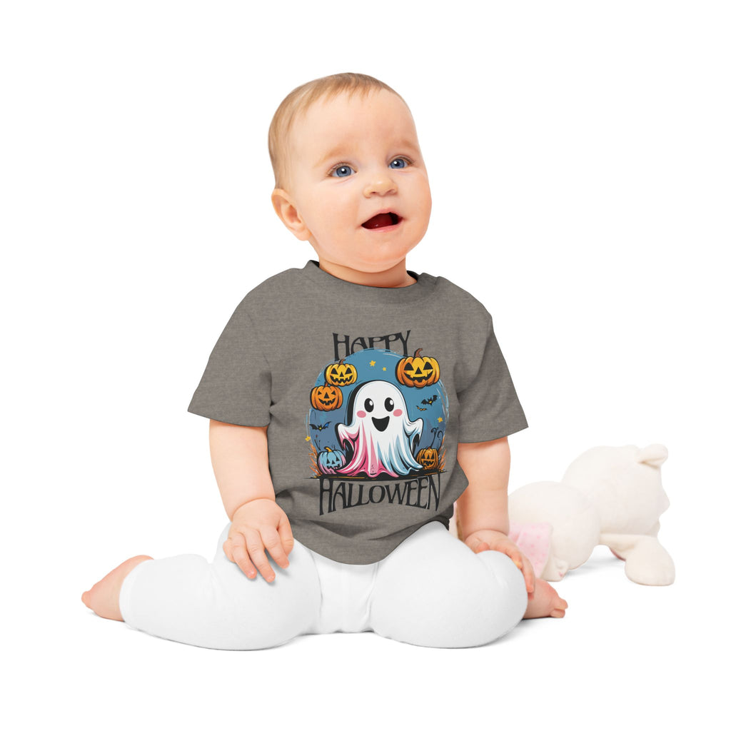 Happy Halloween Kinder T-Shirt – Süßes Geist-Motiv mit Kürbissen