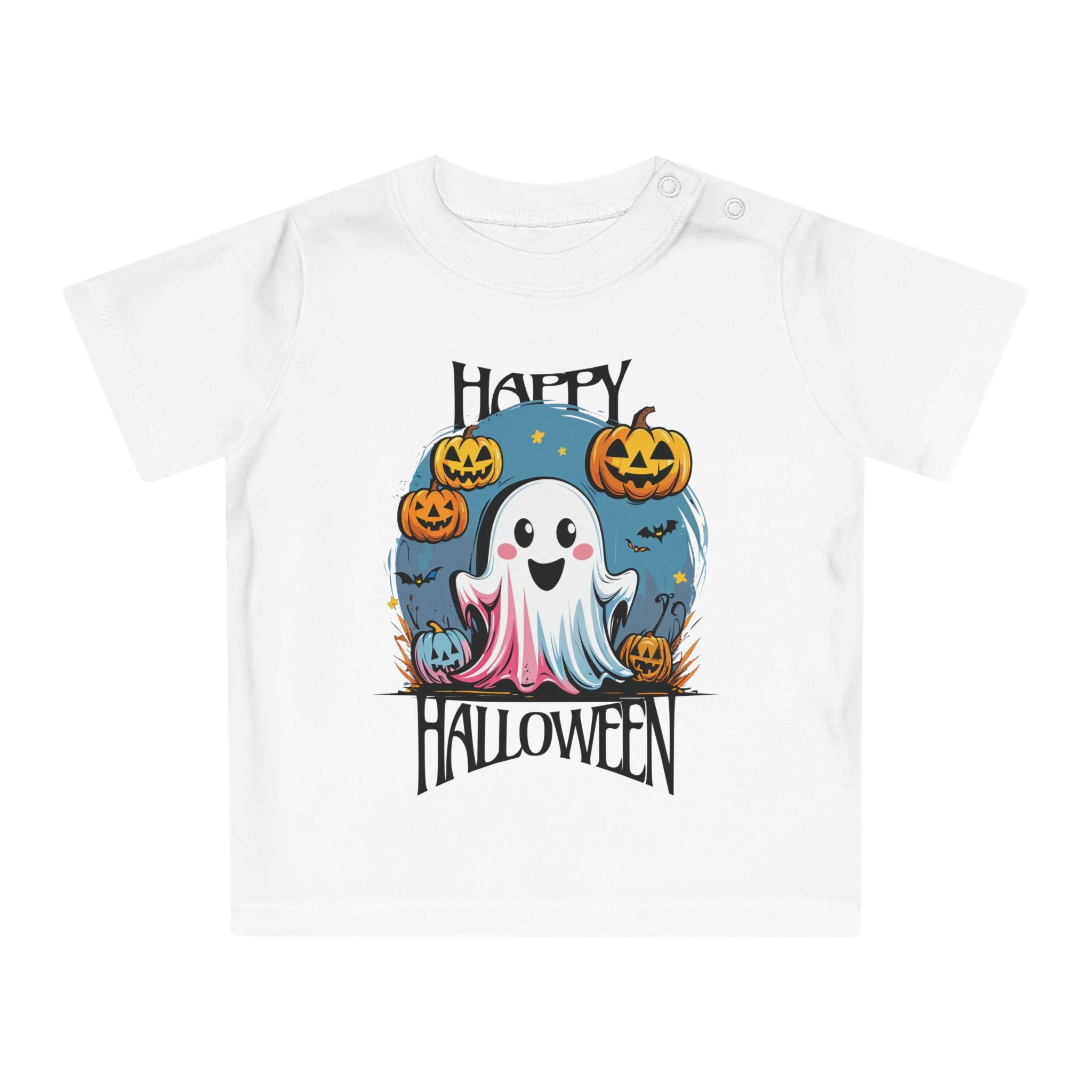 Happy Halloween Kinder T-Shirt – Süßes Geist-Motiv mit Kürbissen