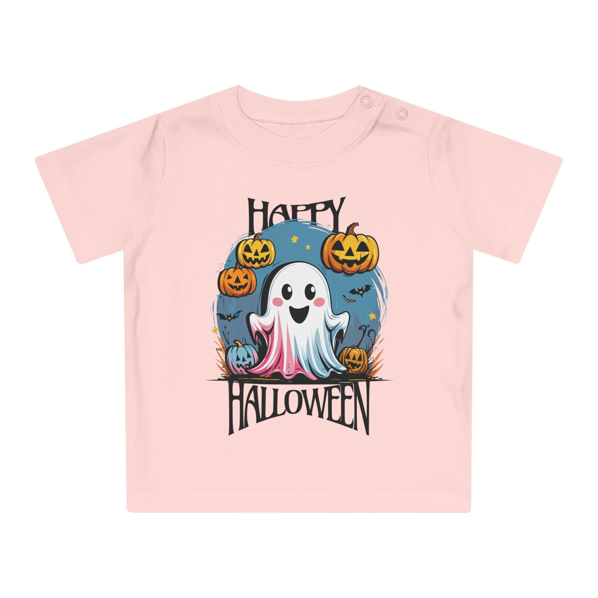 Happy Halloween Kinder T-Shirt – Süßes Geist-Motiv mit Kürbissen