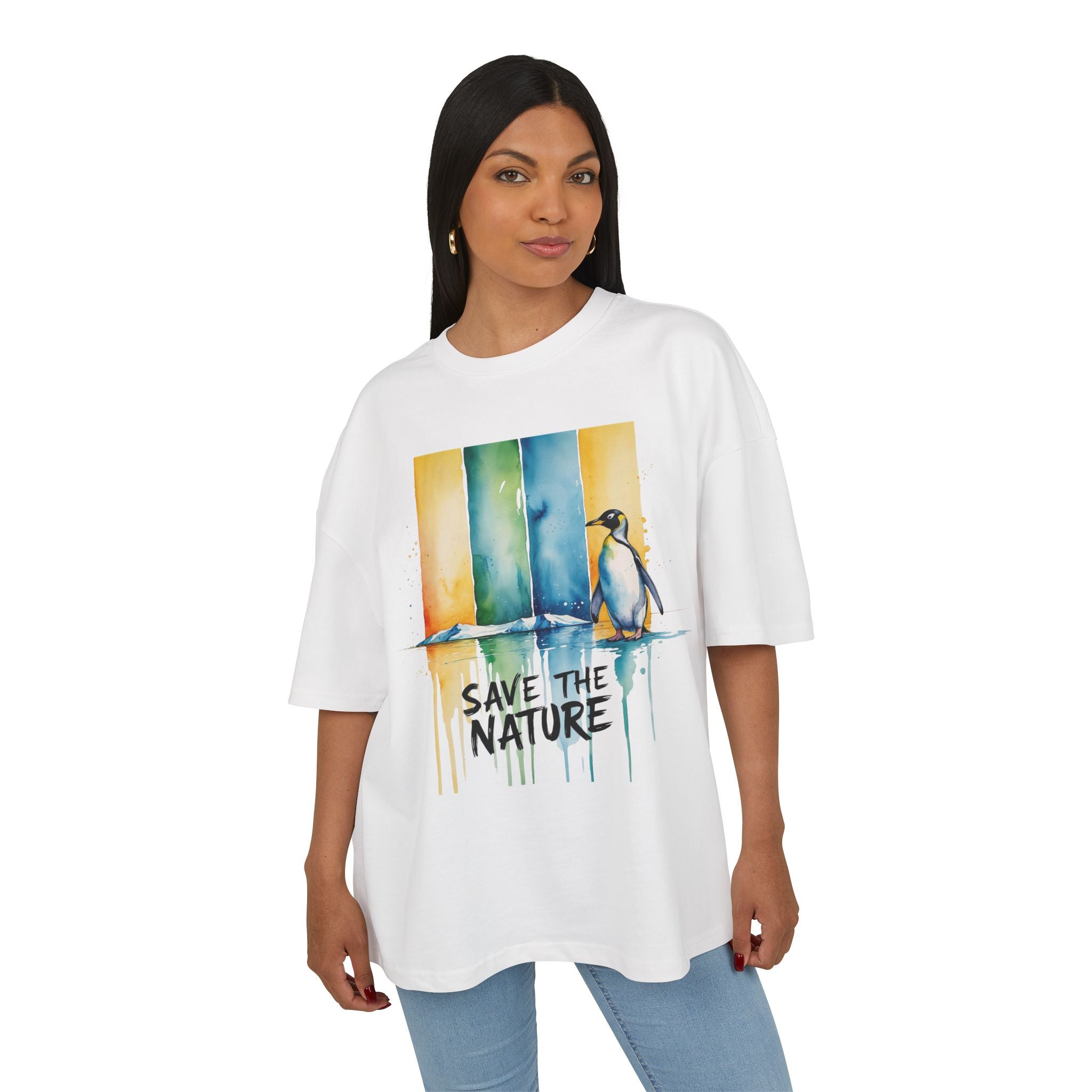 Save the Nature T-Shirt – Aquarell Pinguin
