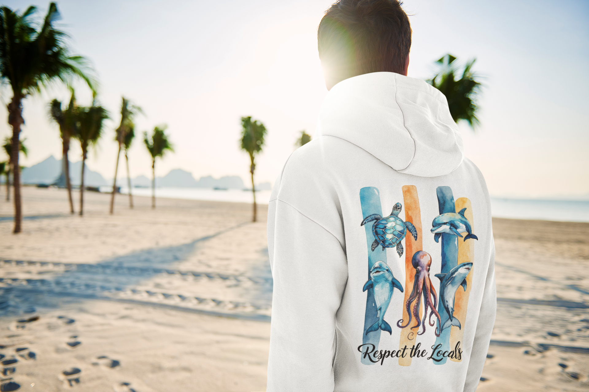 Respect the Locals, Zip Hoodie – Aquarell Ozean
