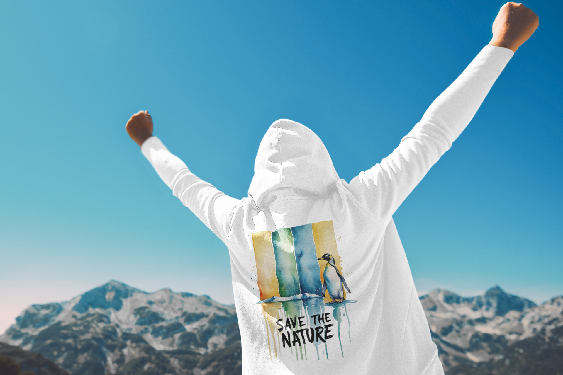 Save the Nature Zip Hoodie –  Pinguin Aquarell