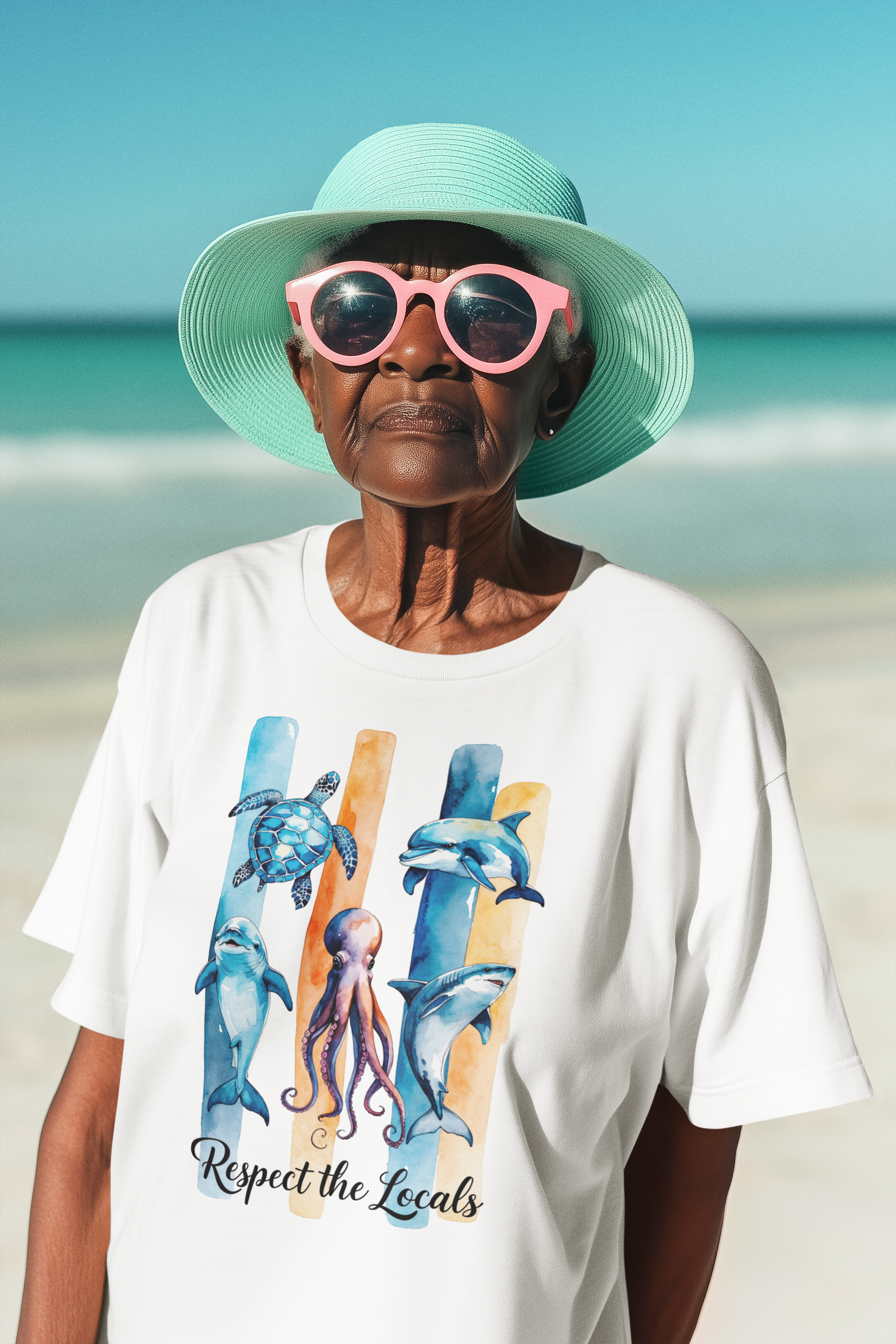 Respect the Locals T-Shirt – Aquarell Delfin